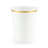 White & Gold Cups 6pk - The Party Room